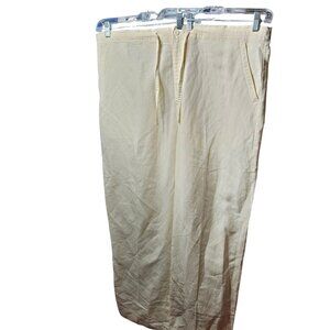 Cubavera Mens XX-Large Beige Linen-Blend Pants With Drawstring And Button Closur